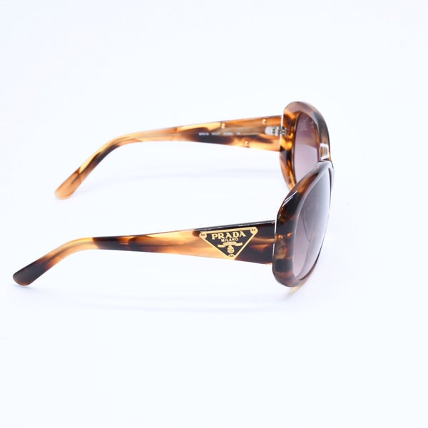 新品同様 PRADA プラダ サングラス SPR11N JAPAN製 プラスチック ブラウン ゴールド金具 中古 4a008517