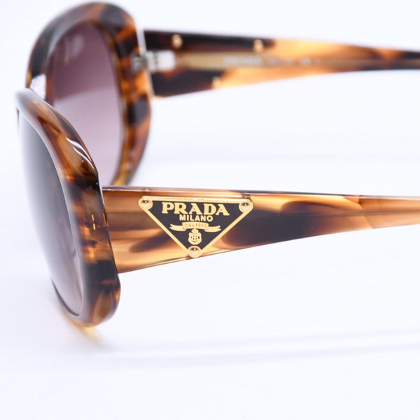 新品同様 PRADA プラダ サングラス SPR11N JAPAN製 プラスチック ブラウン ゴールド金具 中古 4a008517