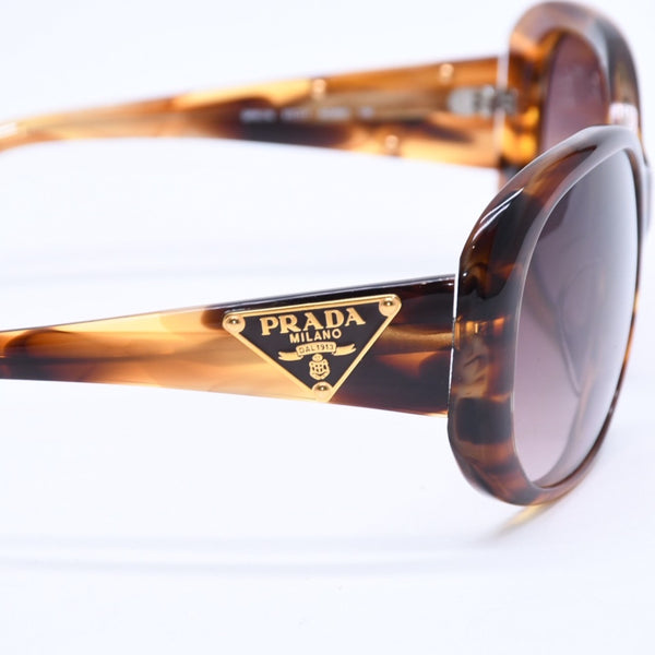 新品同様 PRADA プラダ サングラス SPR11N JAPAN製 プラスチック ブラウン ゴールド金具 中古 4a008517