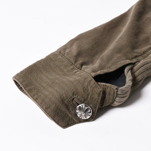 極美品 CHROME HEARTS クロムハーツ CHERRY BOMB チェリーボム ミリタリージャケット サイズXS クロスボール ピラミッド カーキ 中古 4a008424