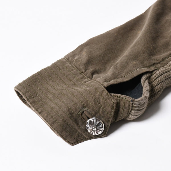 極美品 CHROME HEARTS クロムハーツ CHERRY BOMB チェリーボム ミリタリージャケット サイズXS クロスボール ピラミッド カーキ 中古 4a008424