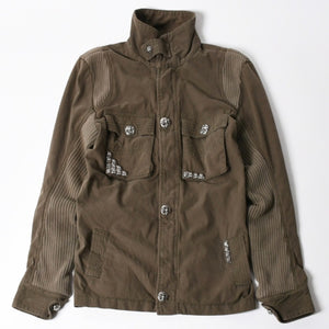 極美品 CHROME HEARTS クロムハーツ CHERRY BOMB チェリーボム ミリタリージャケット サイズXS クロスボール ピラミッド カーキ 中古 4a008424