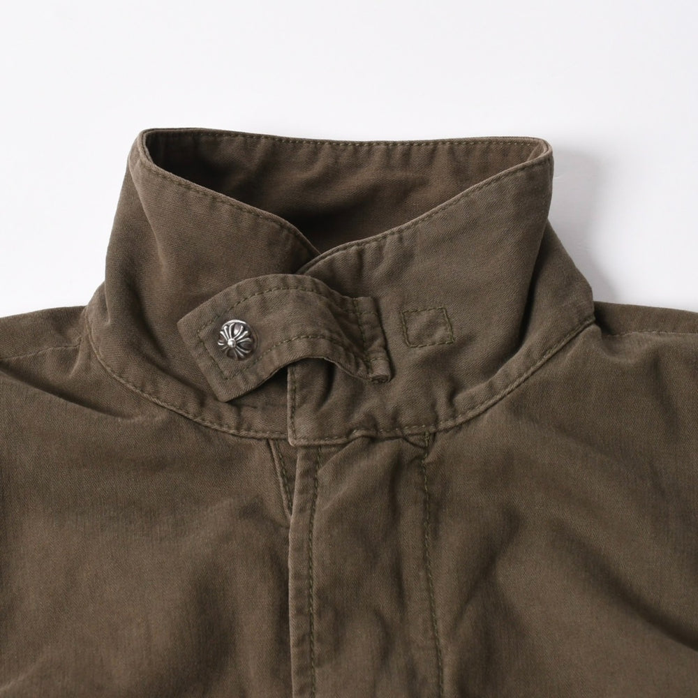 極美品 CHROME HEARTS クロムハーツ CHERRY BOMB チェリーボム ミリタリージャケット サイズXS クロスボール ピラミッド カーキ 中古 4a008424