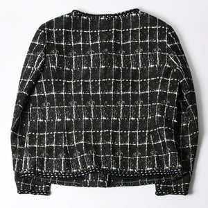 極美品 CHANEL シャネル ジャケット ノーカラージャケット ココマークボタン ブラック ホワイト P47857V34876 サイズ48 中古 4a008654
