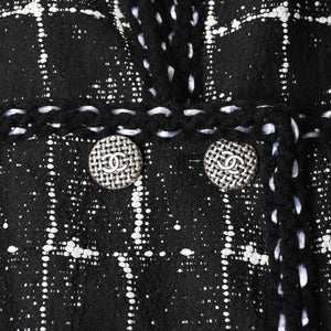 極美品 CHANEL シャネル ジャケット ノーカラージャケット ココマークボタン ブラック ホワイト P47857V34876 サイズ48 中古 4a008654