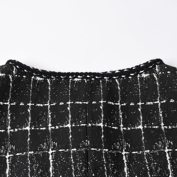 極美品 CHANEL シャネル ジャケット ノーカラージャケット ココマークボタン ブラック ホワイト P47857V34876 サイズ48 中古 4a008654