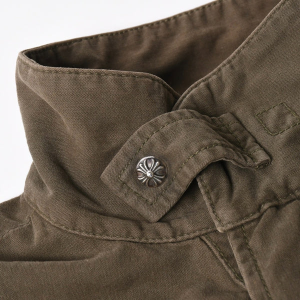 極美品 CHROME HEARTS クロムハーツ CHERRY BOMB チェリーボム ミリタリージャケット サイズXS クロスボール ピラミッド カーキ 中古 4a008424