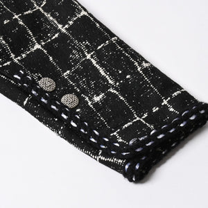 極美品 CHANEL シャネル ジャケット ノーカラージャケット ココマークボタン ブラック ホワイト P47857V34876 サイズ48 中古 4a008654