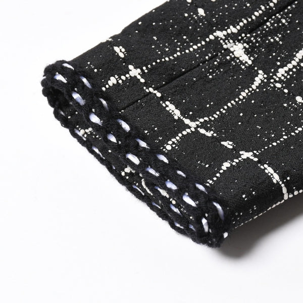 極美品 CHANEL シャネル ジャケット ノーカラージャケット ココマークボタン ブラック ホワイト P47857V34876 サイズ48 中古 4a008654