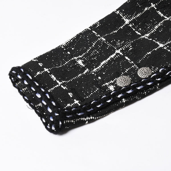 極美品 CHANEL シャネル ジャケット ノーカラージャケット ココマークボタン ブラック ホワイト P47857V34876 サイズ48 中古 4a008654
