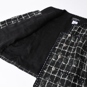 極美品 CHANEL シャネル ジャケット ノーカラージャケット ココマークボタン ブラック ホワイト P47857V34876 サイズ48 中古 4a008654