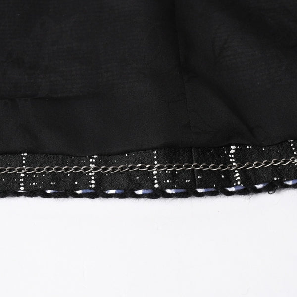 極美品 CHANEL シャネル ジャケット ノーカラージャケット ココマークボタン ブラック ホワイト P47857V34876 サイズ48 中古 4a008654