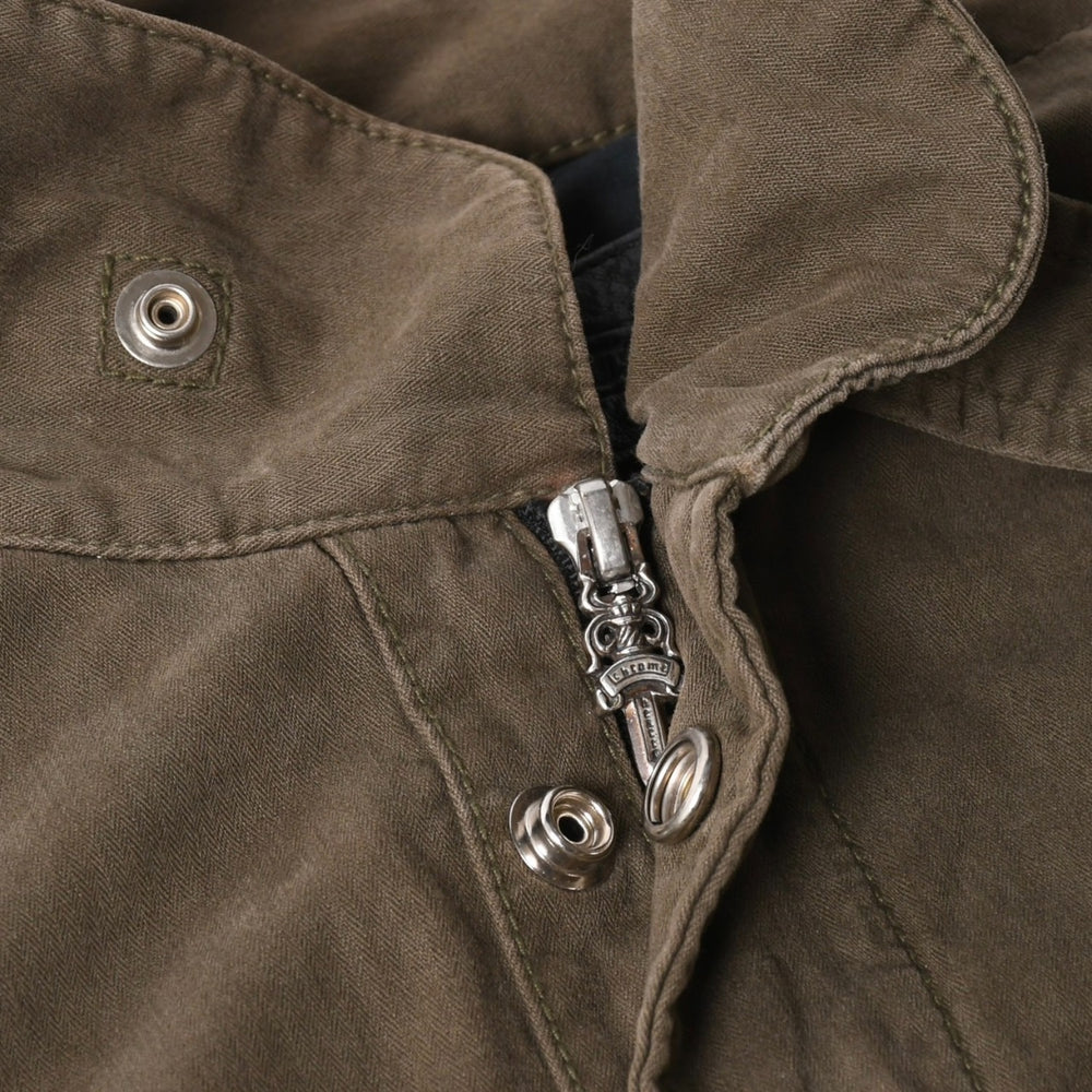 極美品 CHROME HEARTS クロムハーツ CHERRY BOMB チェリーボム ミリタリージャケット サイズXS クロスボール ピラミッド カーキ 中古 4a008424