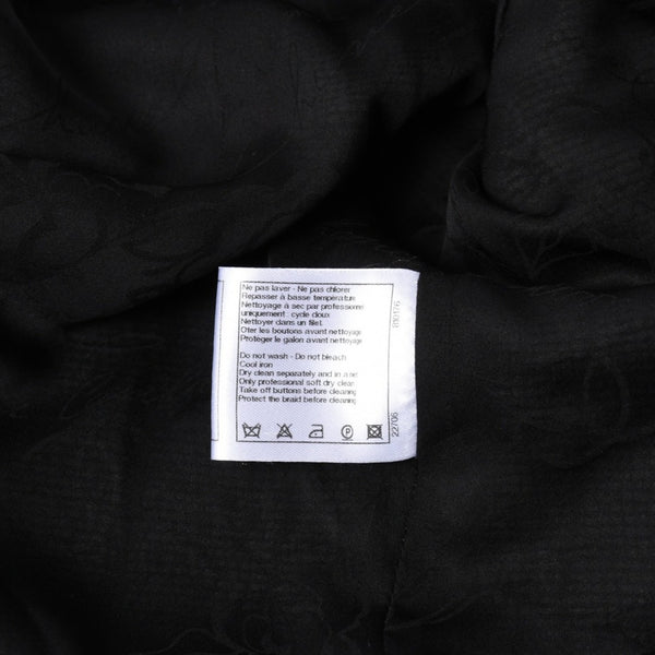 極美品 CHANEL シャネル ジャケット ノーカラージャケット ココマークボタン ブラック ホワイト P47857V34876 サイズ48 中古 4a008654
