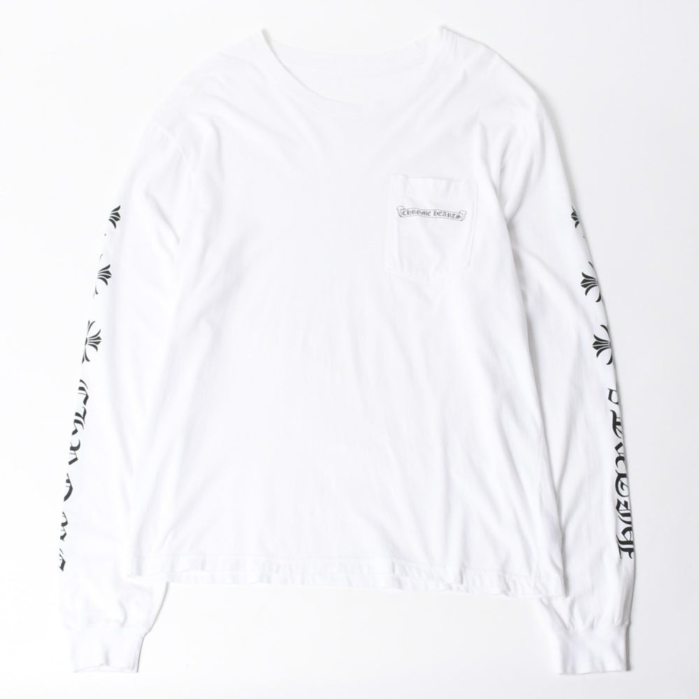 CHROME HEARTS クロムハーツ 長袖Tシャツ サイズL CHプラス スクロールラベル ホワイト ブラック プリント 美品 中古 4a008905