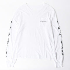 CHROME HEARTS クロムハーツ 長袖Tシャツ サイズL CHプラス スクロールラベル ホワイト ブラック プリント 美品 中古 4a008905