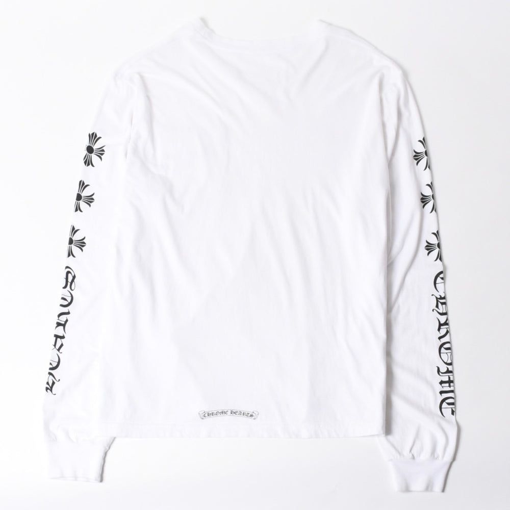 CHROME HEARTS クロムハーツ 長袖Tシャツ サイズL CHプラス スクロールラベル ホワイト ブラック プリント 美品 中古 4a008905