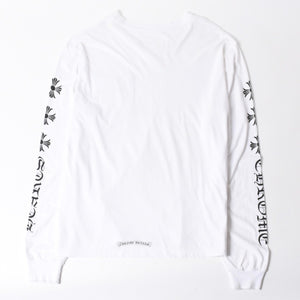 CHROME HEARTS クロムハーツ 長袖Tシャツ サイズL CHプラス スクロールラベル ホワイト ブラック プリント 美品 中古 4a008905
