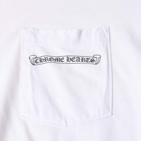 CHROME HEARTS クロムハーツ 長袖Tシャツ サイズL CHプラス スクロールラベル ホワイト ブラック プリント 美品 中古 4a008905