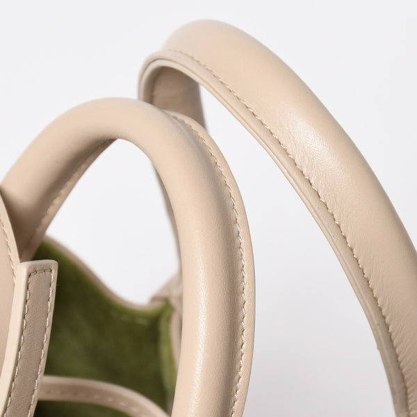 新品同様品 BOTTEGA VENETA ボッテガヴェネタ イントレチャート ピナコテーカ スモール 2WAY ハンドバッグ ショルダーバッグ ベージュ カーキ ゴールド金具 中古 4a008921