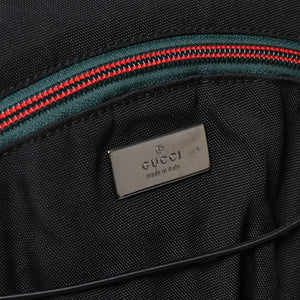極美品 GUCCI グッチ シェリーライン バックパック リュック 122348 203998 キャンバス ナイロン ブラック グリーン レッド 中古 4a008398