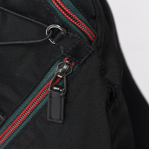 極美品 GUCCI グッチ シェリーライン バックパック リュック 122348 203998 キャンバス ナイロン ブラック グリーン レッド 中古 4a008398