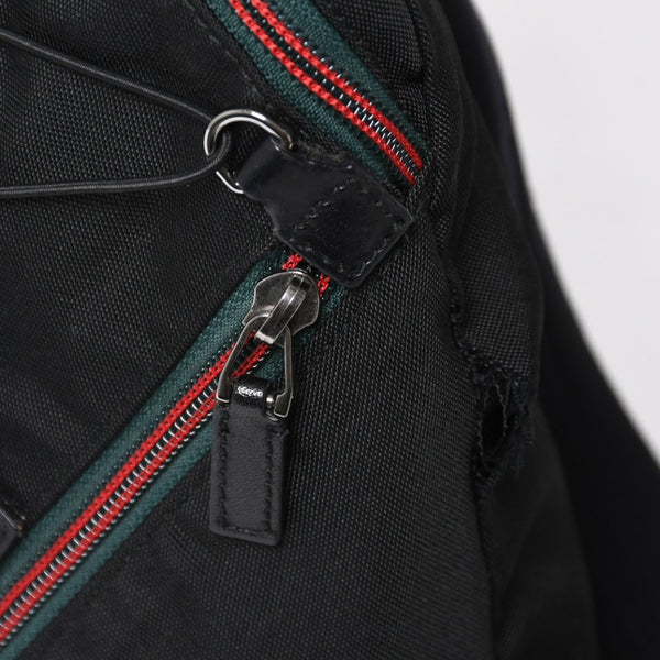 極美品 GUCCI グッチ シェリーライン バックパック リュック 122348 203998 キャンバス ナイロン ブラック グリーン レッド 中古 4a008398