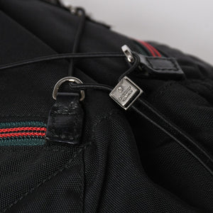 極美品 GUCCI グッチ シェリーライン バックパック リュック 122348 203998 キャンバス ナイロン ブラック グリーン レッド 中古 4a008398