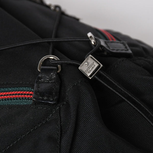 極美品 GUCCI グッチ シェリーライン バックパック リュック 122348 203998 キャンバス ナイロン ブラック グリーン レッド 中古 4a008398