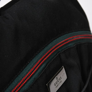 極美品 GUCCI グッチ シェリーライン バックパック リュック 122348 203998 キャンバス ナイロン ブラック グリーン レッド 中古 4a008398