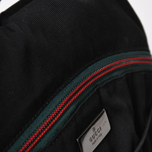 極美品 GUCCI グッチ シェリーライン バックパック リュック 122348 203998 キャンバス ナイロン ブラック グリーン レッド 中古 4a008398