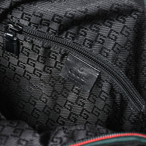 極美品 GUCCI グッチ シェリーライン バックパック リュック 122348 203998 キャンバス ナイロン ブラック グリーン レッド 中古 4a008398