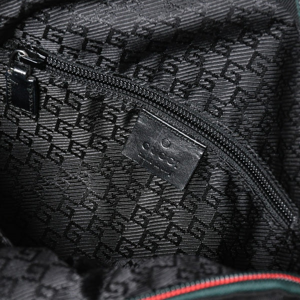 極美品 GUCCI グッチ シェリーライン バックパック リュック 122348 203998 キャンバス ナイロン ブラック グリーン レッド 中古 4a008398