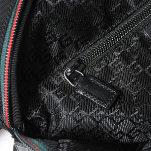 極美品 GUCCI グッチ シェリーライン バックパック リュック 122348 203998 キャンバス ナイロン ブラック グリーン レッド 中古 4a008398