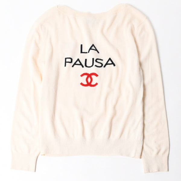 Very good condition CHANEL Knit Pharrell Williams Cocomark LA PAUSA P60447K46038 Wool Cashmere Ivory Size 42 Used 4a008977
