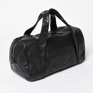 CHANEL Chevron Mini Boston Bag No. 10 Black Here Mark V Stitch Lambskin Silver Hardware Good Condition Used 4a009048