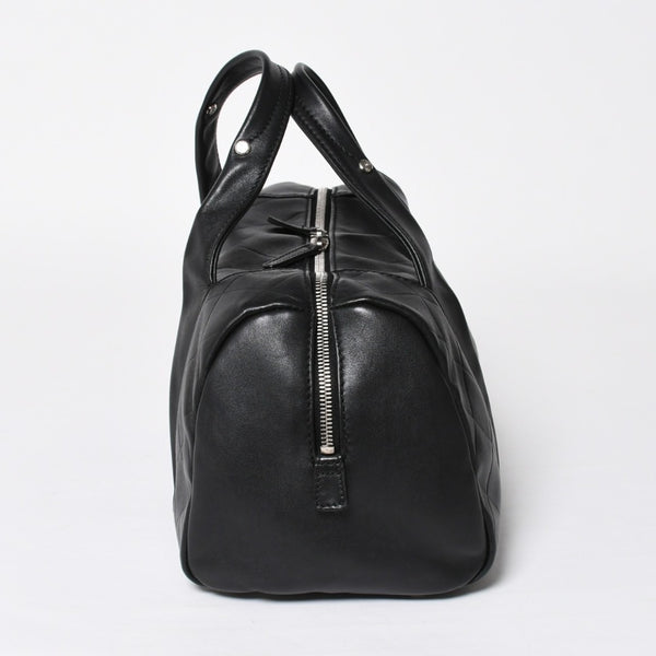 CHANEL Chevron Mini Boston Bag No. 10 Black Here Mark V Stitch Lambskin Silver Hardware Good Condition Used 4a009048