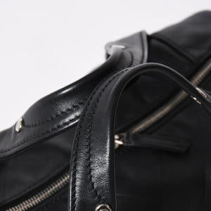 CHANEL Chevron Mini Boston Bag No. 10 Black Here Mark V Stitch Lambskin Silver Hardware Good Condition Used 4a009048