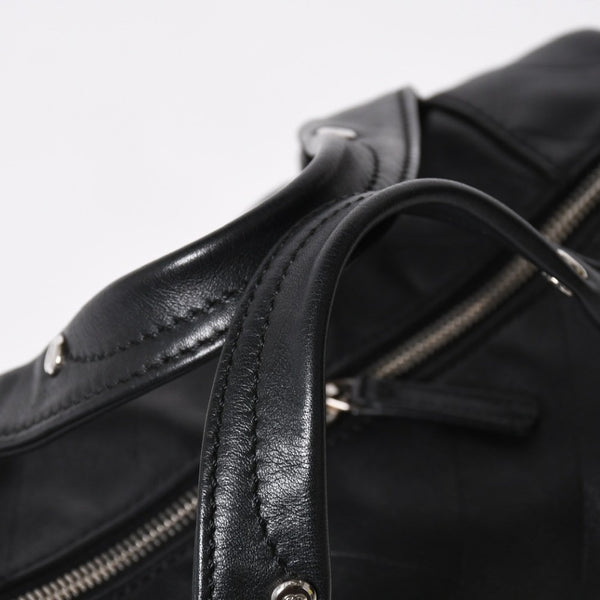 CHANEL Chevron Mini Boston Bag No. 10 Black Here Mark V Stitch Lambskin Silver Hardware Good Condition Used 4a009048