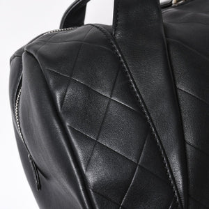 CHANEL Chevron Mini Boston Bag No. 10 Black Here Mark V Stitch Lambskin Silver Hardware Good Condition Used 4a009048