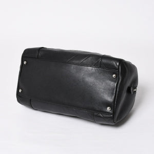 CHANEL Chevron Mini Boston Bag No. 10 Black Here Mark V Stitch Lambskin Silver Hardware Good Condition Used 4a009048