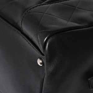 CHANEL Chevron Mini Boston Bag No. 10 Black Here Mark V Stitch Lambskin Silver Hardware Good Condition Used 4a009048