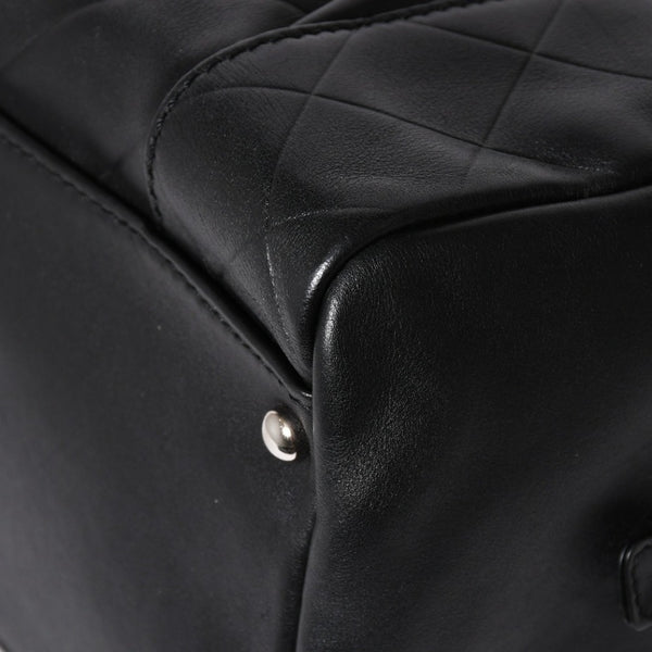 CHANEL Chevron Mini Boston Bag No. 10 Black Here Mark V Stitch Lambskin Silver Hardware Good Condition Used 4a009048
