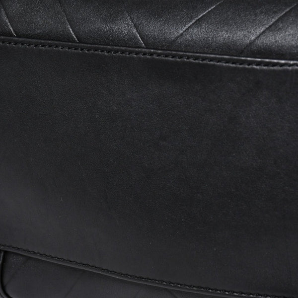 CHANEL Chevron Mini Boston Bag No. 10 Black Here Mark V Stitch Lambskin Silver Hardware Good Condition Used 4a009048