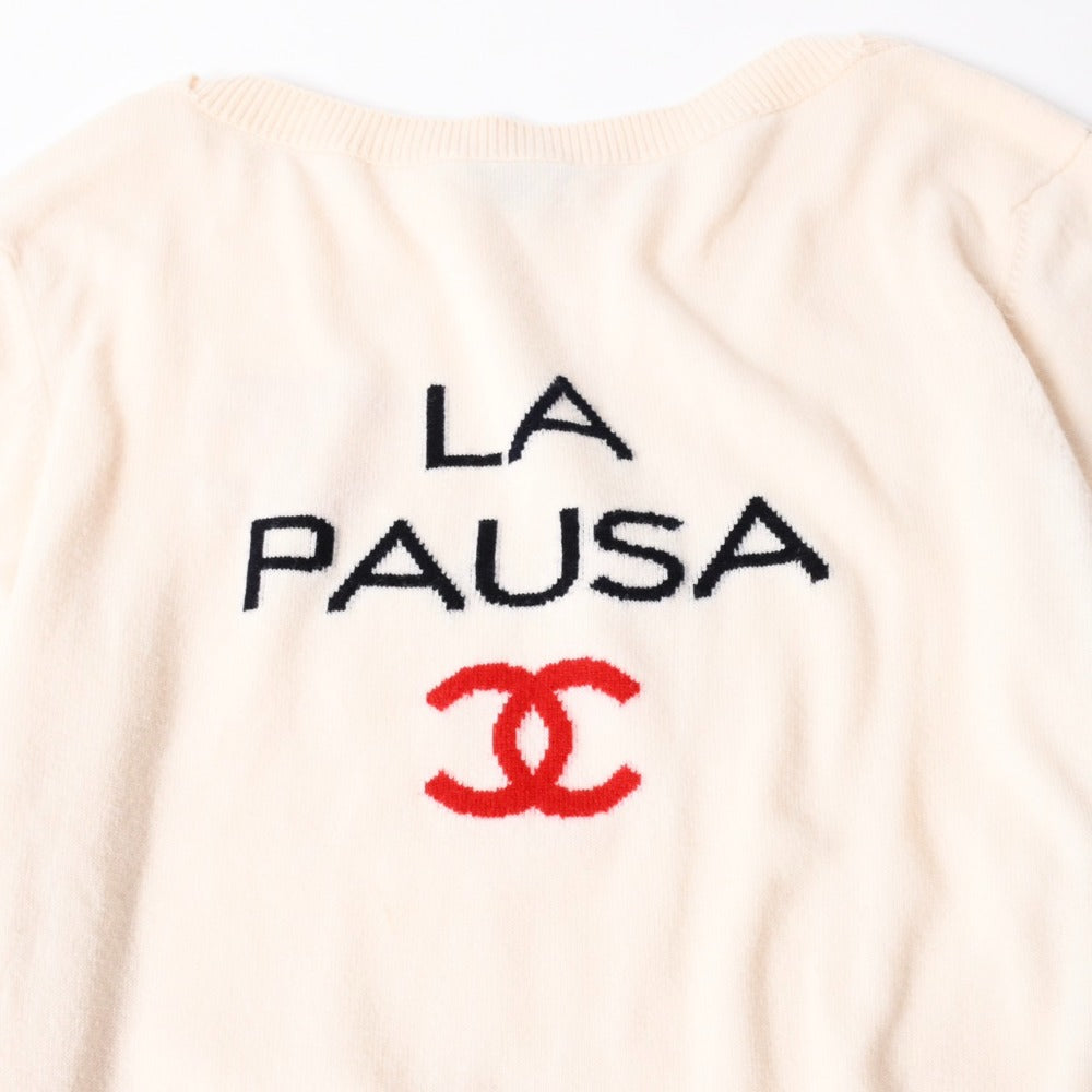 Very good condition CHANEL Knit Pharrell Williams Cocomark LA PAUSA P60447K46038 Wool Cashmere Ivory Size 42 Used 4a008977