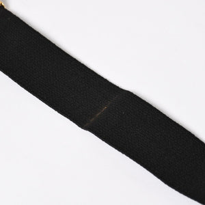 CHANEL シャネル サスペンダー ロゴ フランス製 レザー コットン ブラック ホワイト ゴールド金具 美品 中古 4a008330