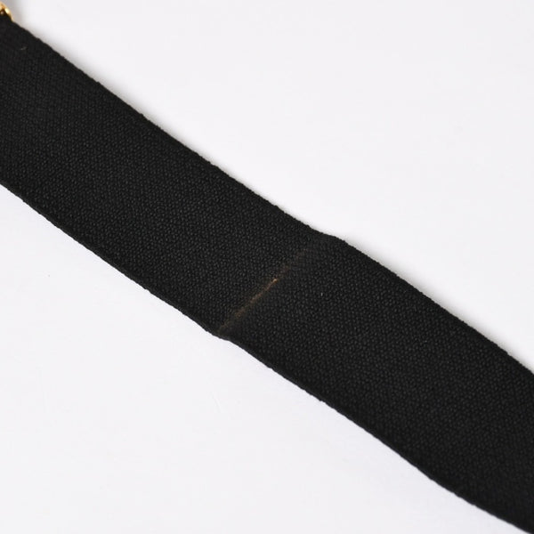 CHANEL シャネル サスペンダー ロゴ フランス製 レザー コットン ブラック ホワイト ゴールド金具 美品 中古 4a008330