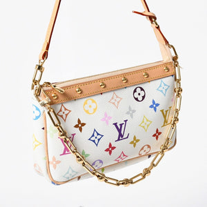 Like new LOUIS VUITTON Takashi Murakami TM Pochette Accessoire M13404 Monogram Multicolor White Gold Hardware Used 4a008939