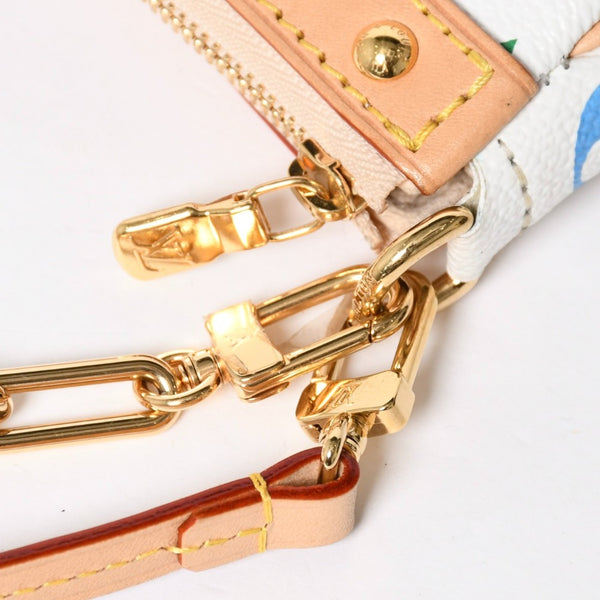 Like new LOUIS VUITTON Takashi Murakami TM Pochette Accessoire M13404 Monogram Multicolor White Gold Hardware Used 4a008939
