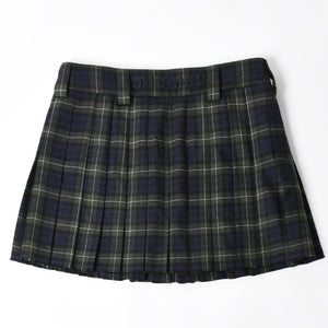 New and unused MIUMIU Pleated Tartan Mini Skirt MG2358 Size 38 Wool Tartan Check Green Used 4a008885